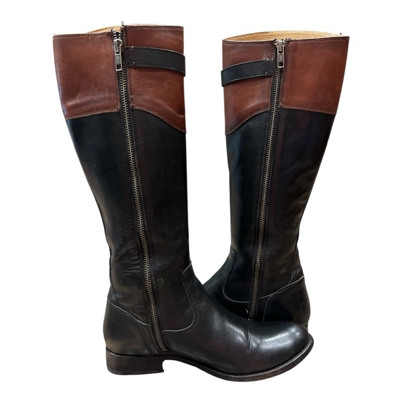 Mollie Button Frye Leather Boots Black& Brown Size 7.5 B - Picture 2 of 13